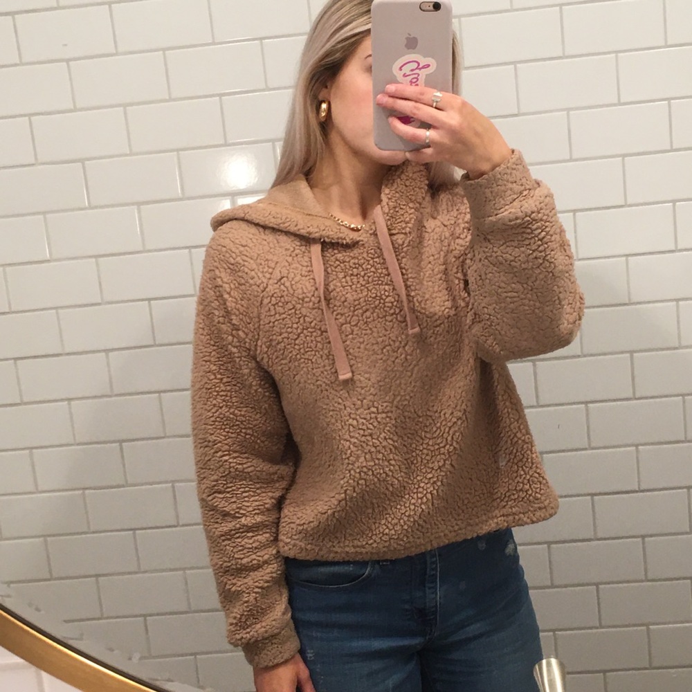 DONATING SOON light brown teddy hoodie sweatshirt